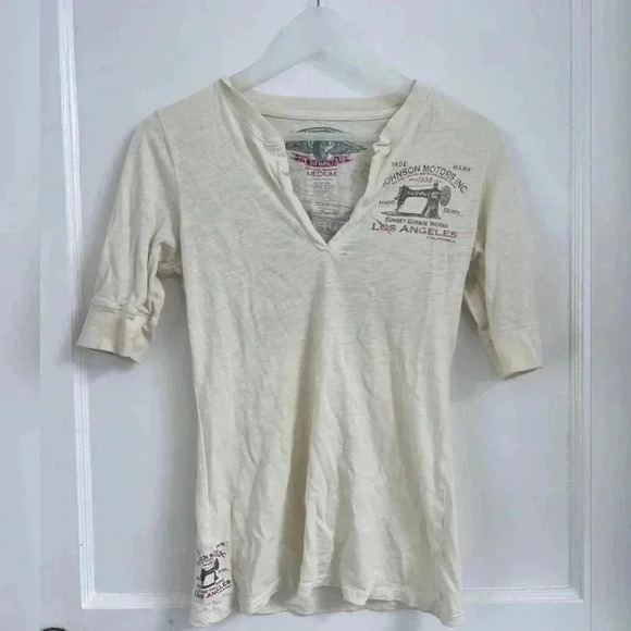 Johnson Motors V Neck Logo Shirt RARE - Picture 1 of 6